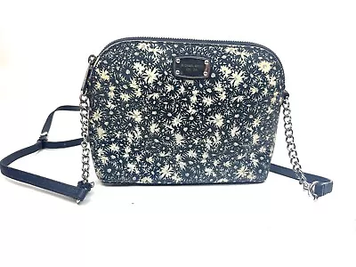 Michael Kors Women Leather Crossbody Handbag Adjustable Strap Blue White Floral • $39.99