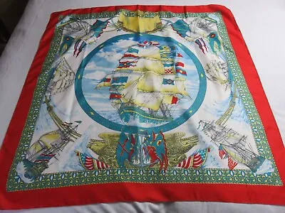 ❤️ Nautical Themed Large Sailing Clipper Ship With Flags Print Silk Satin Scarf • £9.99