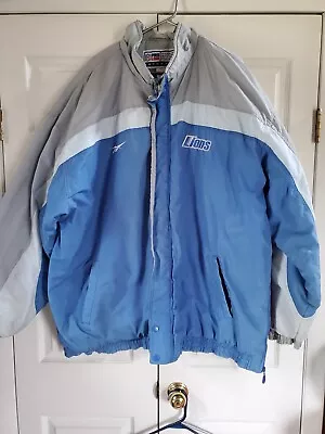 Vintage 90's Detroit Lions Pro Line Reebok Jacket Zip Up Honolulu Blue 3XL XXXL • $44.99