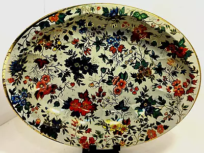Daher Decorated Ware Tin Oval Tray Platter Floral 1971 Vintage Made In England • $17.99