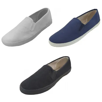 Mens Canvas Loafers Sneakers Slip On Fashion Twin Gore Boat Deck Shoes Size:6-13 • $10.79