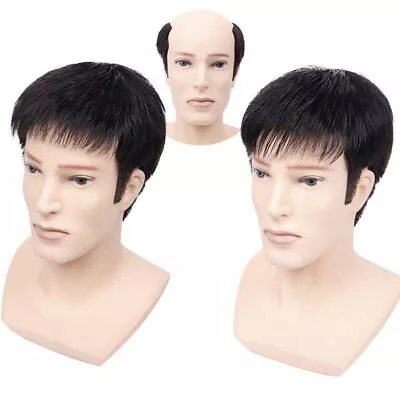 Synthetic Hairpiece For Bald Head Men Topper Wig Clip Men Toupee Male's Wig • $19.36