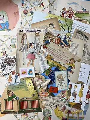 Vintage Childrens Ephemera Book Paper Junk Journal Collage Lot 100 Pieces • $10.50