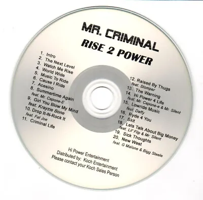 Mr. Criminal – Rise To Power (CD) Fat Joe Mr. Capone-e RARE PROMO • $4.99