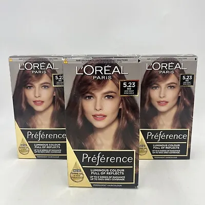 L'Oreal Paris Preference Permanent Hair Colour 5.23 Very Deep Rose Gold 3 Packs • £28.95