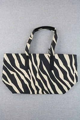 MICHAEL KORS XL Zebra Print Canvas/Leather Tote Bag Purse Carryall-NEW • $98