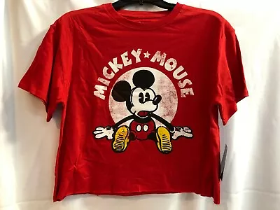 Red Disney Mickey Mouse Cropped Tee Shirt Medium Brand New With Tags! • $12