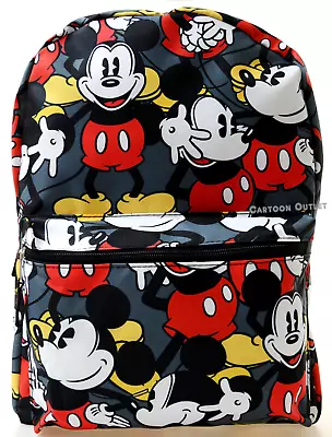Disney Mickey Mouse School Backpack Large 16  Travel Bag All Over Art Print New • $19.99