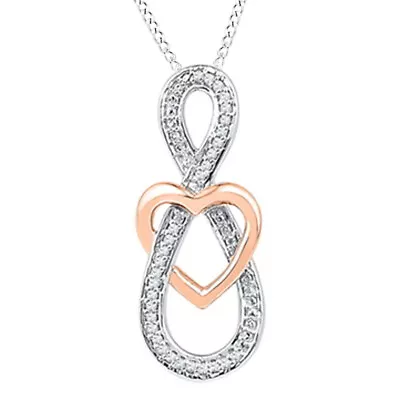 1/10 Ct April Birthstone Natural Diamond Infinity Pendant In Sterling Silver • $301.45