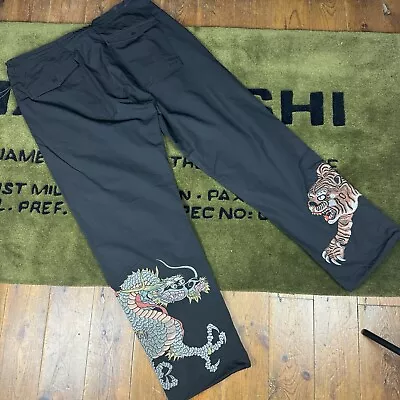 Maharishi Dragon & Tiger Embroidered Straight Snopants Black Size Extra Large • £229.99