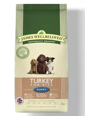 James Wellbeloved Puppy Turkey & Rice Kibble 2kg Balanced Complete Dry Dog Food • £17.08