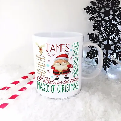 £10.99 • Buy Personalised Santa Plastic Mug Children's Christmas Gift Juice Cup Any Name