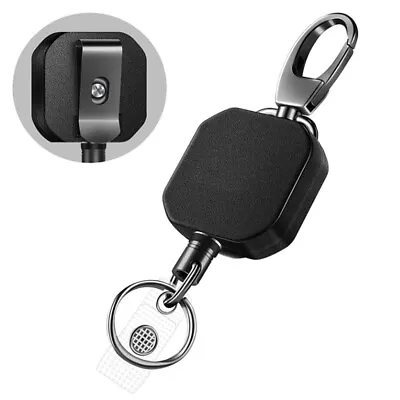 Retractable Badge Holder Heavy Duty Carabiner Keychain Tactical ID Card Holder • $9.50