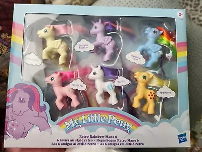 New In Box My Little Pony Retro Rainbow Mane (6) 80s-Inspired 3” Figures Hasbro  • $30