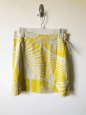 Market & Spruce Bobbie Mini Skirt Tropical Print Yellow Tan Linen Blend New • $15