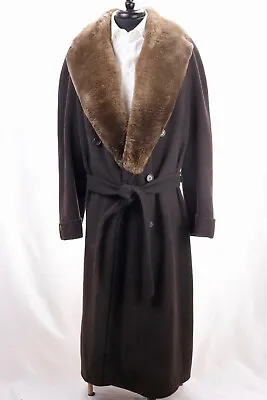 LNWOT Joseph Abboud Genuine BEAVER Fur Collar Brown Wool/Angora Coat 40R Canada • $699.99