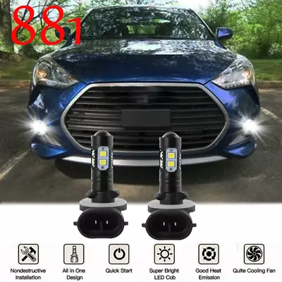 6000K LED Fog Light Bulbs Upgrade Kit For Hyundai Veloster 2012 13 14 15 16 2017 • $14.43