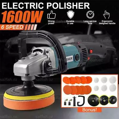 240V 6 Speed Electric Car Polisher Buffer Pad Machine Tool Kit 180mm 150mm AU • $61.95