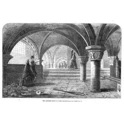 £9.99 • Buy YORK Cathedral The Ancient Crypt - Antique Print 1861