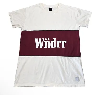 WNDRR Men's T-Shirt Sz S Cream & Burgundy Retro Styled Stripe EUC Q4 • $19