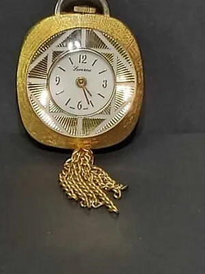 Swiss LUCERNE Gold Tone Mechanical Women's Necklace Pendant Watch • $10