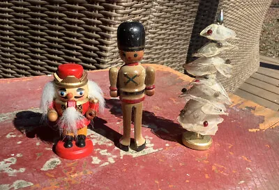 Set Of 3 Vintage Christmas Ornaments Tree Nutcracker Toy Soldier 3.5-5.5” • $12