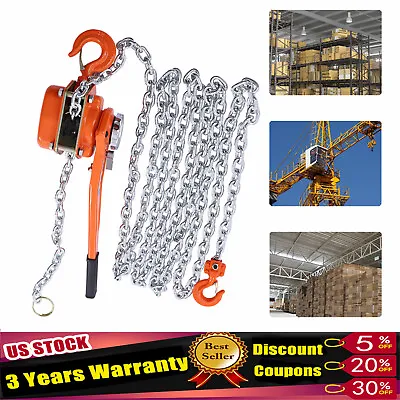 1650LBS 3/4 Ton 10ft Lever Block Chain Hoist Ratchet Type Come Along Puller ! • $55.12