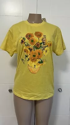 BRISCO BRANDS Sunflower Graphic T-Shirt Womens M Yellow Vincent Van Gogh Cotton • $10