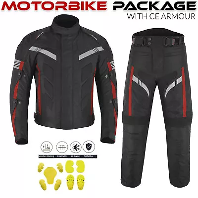 Motorcycle Racing Suit Cordura Waterproof Motorbike Jacket Trouser Armoured UK • $126.31