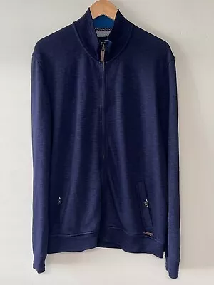 Ted Baker Mens Size 6 Long Sleeve Full Zip Knit Mock Neck Sweater Jacket Pocket • $19.99