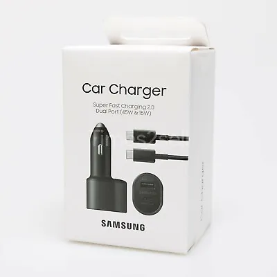 Original New Samsung 45W 2 Ports Super Fast Charging Dual Car Charger With Cable • $16.98