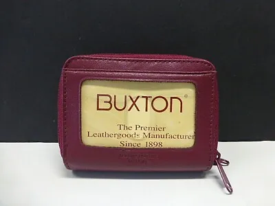 Buxton Cranberry Red Wizard Leather Wallet Credit Card Accordion Zip Around ID • $16.99