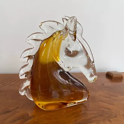 Stunning Murano Amber Glass Horses Head 1190 GMs • £85