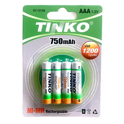 AAA Rechargeable Batteries 750 MAh 1.2v Ni-MH Solar Lights Phone Tinko UK • £2.37