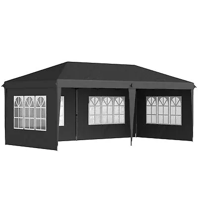 Outsunny 3 X 6m Heavy Duty Gazebo Marquee Party Tent With Storage Bag Black • £159.99