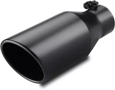 Diesel Exhaust Tip 3  Inlet 6  Outlet 15  Long Black Stainless Steel Bolt On • $31.99