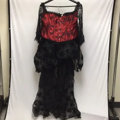 Kimring Womens Red Black Steampunk Victorian Off Shoulder Corset Dress Size 6XL  • $39.99