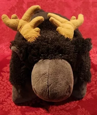 My Pillow Pets Moose Stuffed Animal Plush Dark Brown Large 18  Folds Up • $15.11