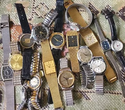 16pc Vintage Men's Watch Lot Seiko Hamilton Westclox LaSalle • $41