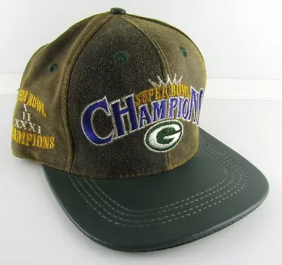 VTG Green Bay Packers 1997 Super Bowl Champions Leather Cap Team NFL Modern USA • $14.69