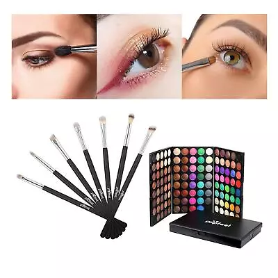 120 Shade Eyeshadow Palette W/ 7 Brushes Shimmer Matte Earth Color Eye Makeup • $34.46