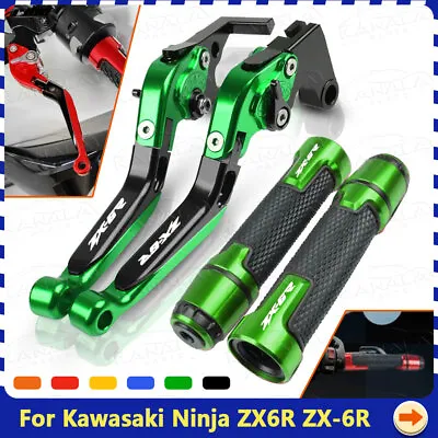 For Kawasaki Ninja ZX6R ZX-6R CNC Handle Grips Cap Brake Clutch Levers NEW • $51.29