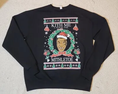 Jerzees Sz Medium Mike Tyson Kith Me Under The Mithletoe Ugly Christmas Sweater • $21.99
