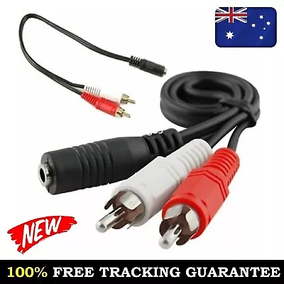 3.5mm Female Stereo To 2 RCA Male AV Audio System Aux Cable Adapter For TV PC • $7.49