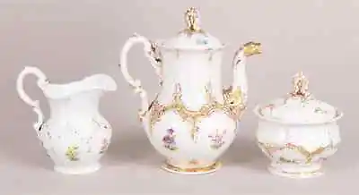 Neo-baroque Royal B&x Englisch By Meissen Tea Pot Sugar & Creamer Porcelain • $1699