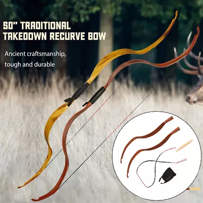 50  Archery Traditional Takedown Recurve Bow 25lbs Mongolian Horsebow • $45.50