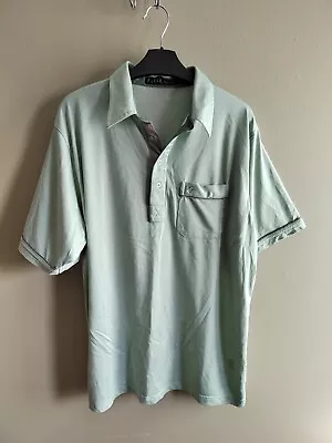FARAH Mens Large Mint Polo Shirt Top Short Sleeve Grandad Retro Vintage VGC • £10