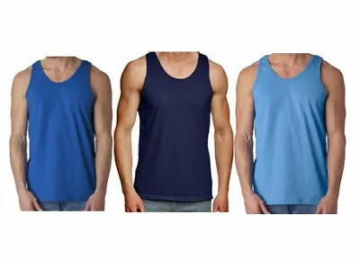 £4.99 • Buy Mens Blue Vest Gym Training Tank Top Sleeveless Cotton T-Shirt Summer Size S-5XL