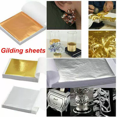 200X Leaf Foil Sheets Gilding Art Craft Metallic Transfer DIY Gold Silver Copper • £3.99