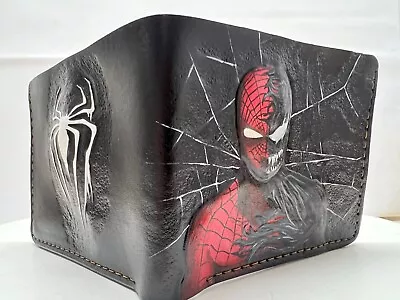 Venom And Spider-Man Wallet Superhero Wallet 3D Genuine Leather Carving Wallet • $134